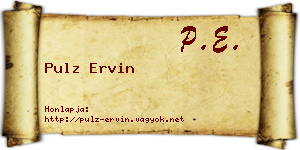 Pulz Ervin névjegykártya